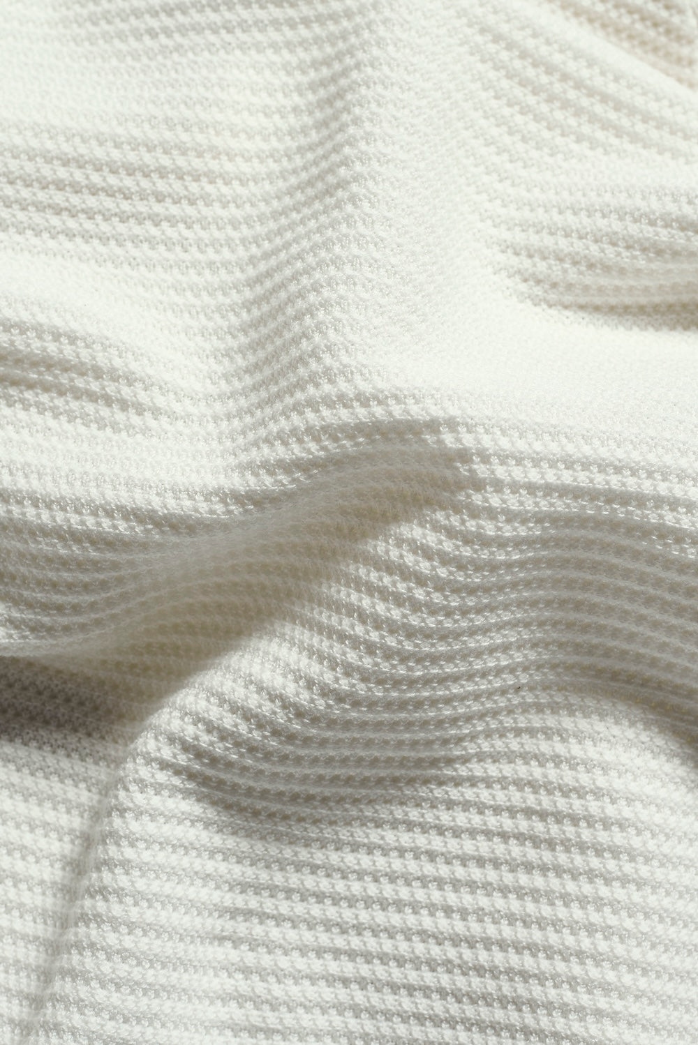 Textured Knitted Open Collar Polo Shirt in Off White - TAILORED ATHLETE - USA