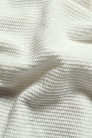 Textured Knitted Open Collar Polo Shirt in Off White - TAILORED ATHLETE - USA