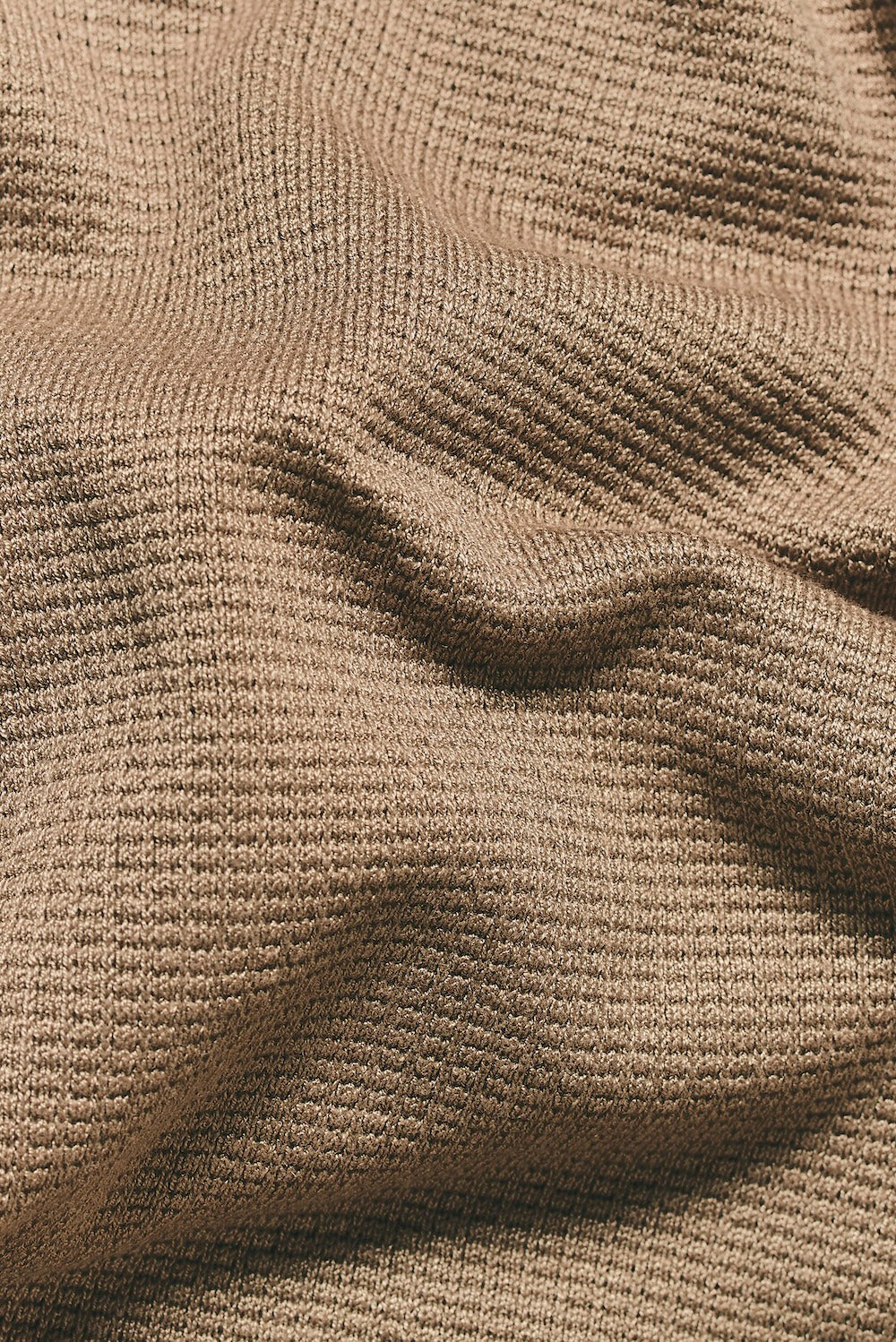 Square Textured Knitted Open Collar Polo Shirt in Stone - TAILORED ATHLETE - USA
