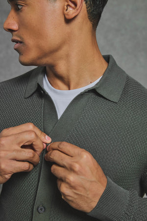 Textured Knitted Shirt in Khaki - TAILORED ATHLETE - USA