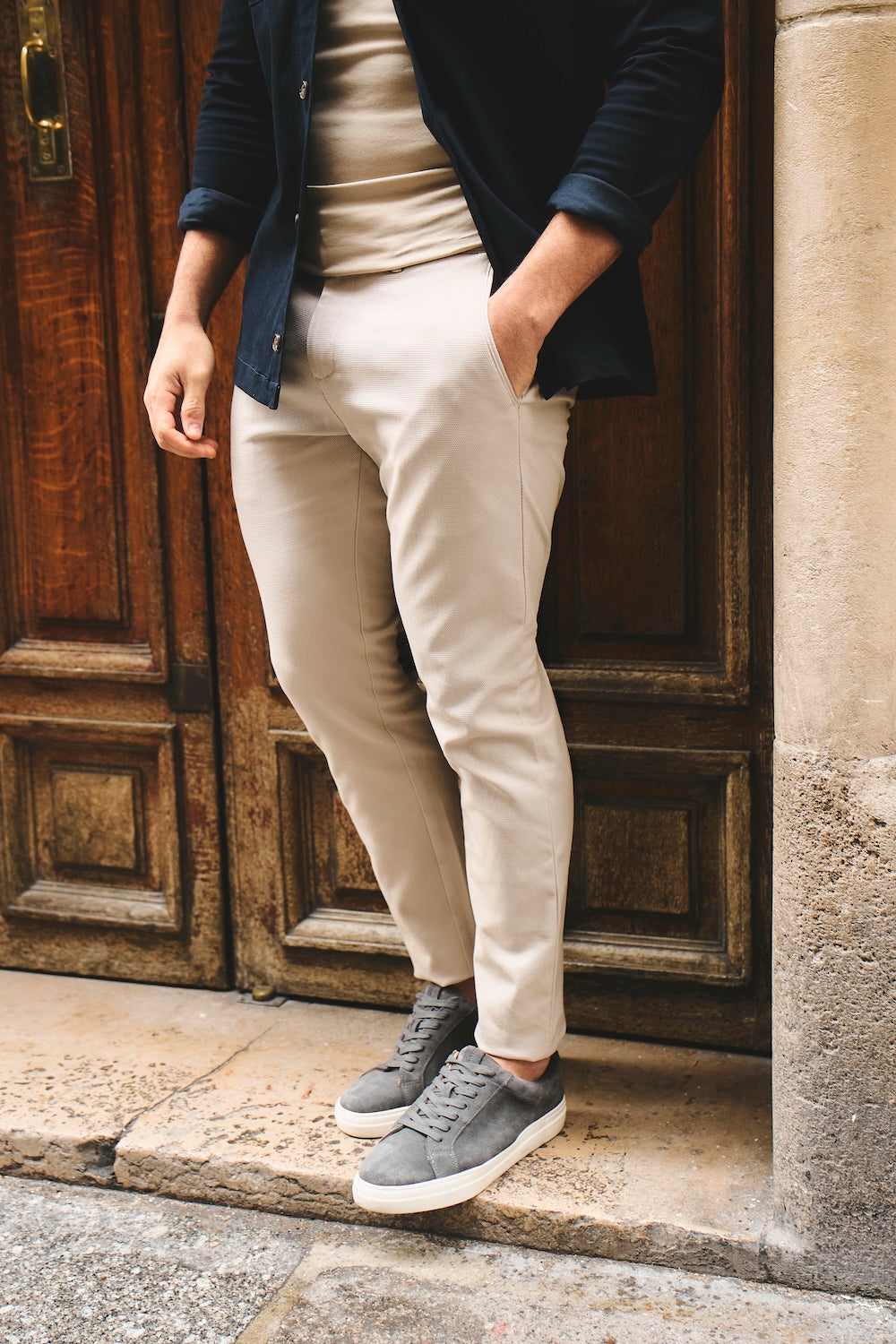 Textured Pants in Stone - TAILORED ATHLETE - USA