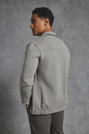 Textured Zip Through Shacket in Dark Stone - TAILORED ATHLETE - USA