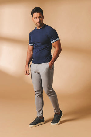 Tipped Fashion Fit T-Shirt in Navy and White - TAILORED ATHLETE - USA