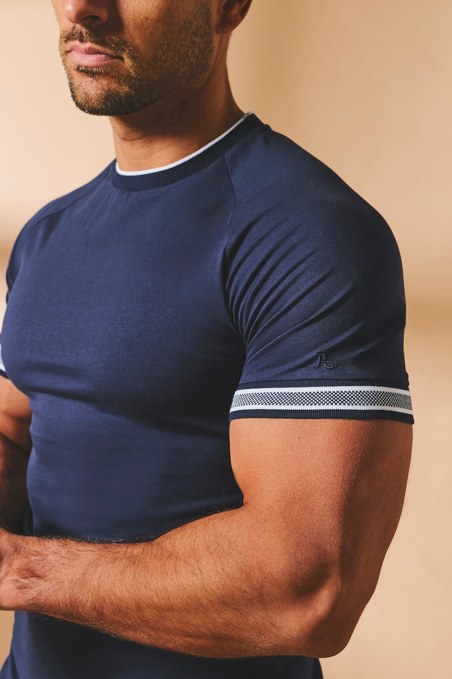 Tipped Fashion Fit T-Shirt in Navy and White - TAILORED ATHLETE - USA