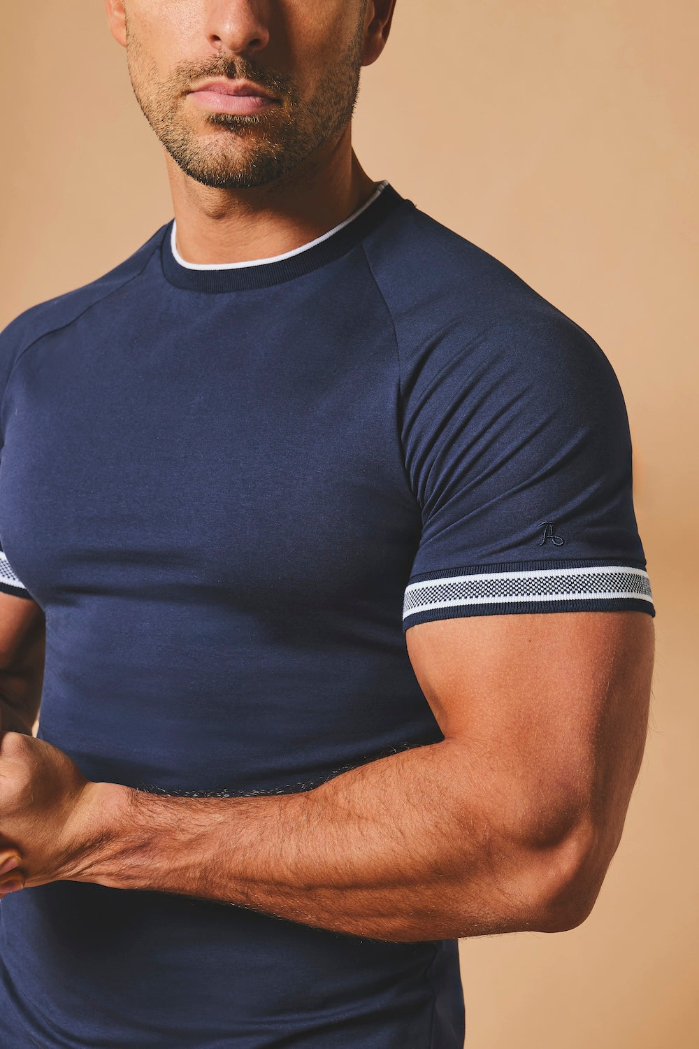 Tipped Fashion Fit T-Shirt in Navy and White - TAILORED ATHLETE - USA