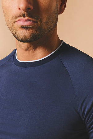 Tipped Fashion Fit T-Shirt in Navy and White - TAILORED ATHLETE - USA