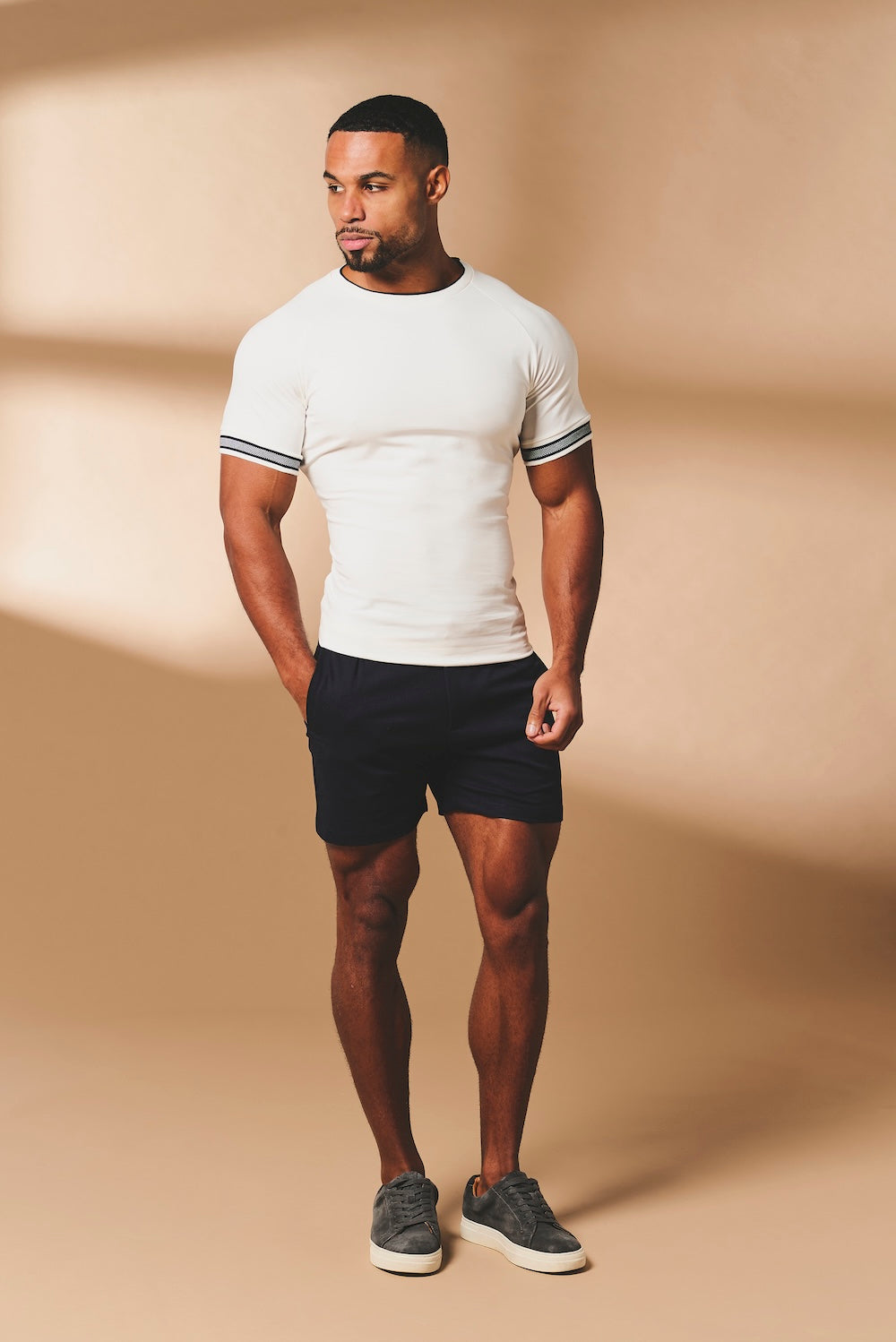 Tipped Fashion Fit T-Shirt in White and Navy - TAILORED ATHLETE - USA