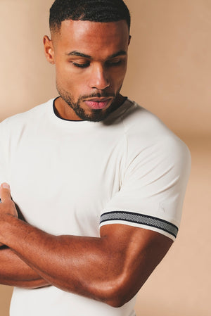 Tipped Fashion Fit T-Shirt in White and Navy - TAILORED ATHLETE - USA