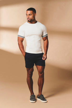 Tipped Fashion Fit T-Shirt in White and Navy - TAILORED ATHLETE - USA