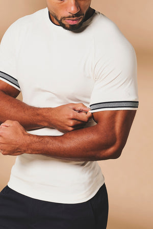 Tipped Fashion Fit T-Shirt in White and Navy - TAILORED ATHLETE - USA