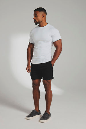 Fine Tipped T-Shirt in White with Navy Trim