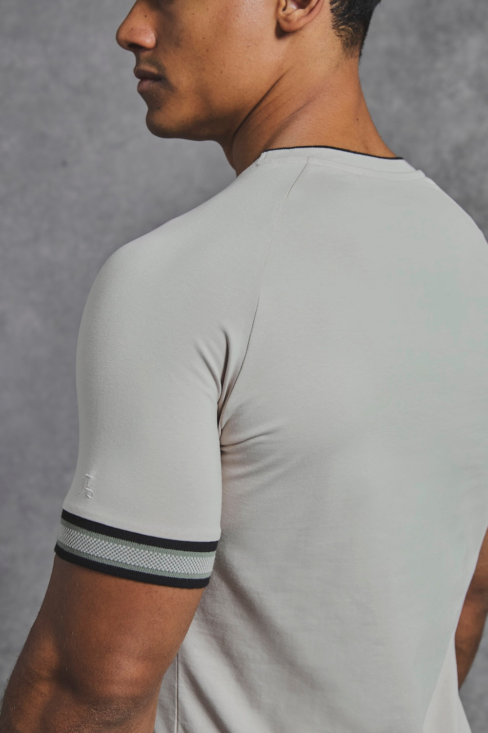 Tipped Fashion T-Shirt in Stone and Mushroom Tipping - TAILORED ATHLETE - USA