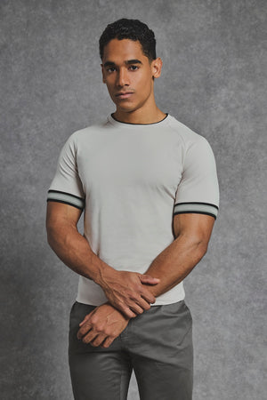 Tipped Fashion T-Shirt in Stone and Mushroom Tipping - TAILORED ATHLETE - USA