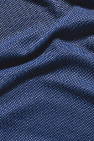 Tipped Textured Open Collar Polo Shirt in Airforce and White - TAILORED ATHLETE - USA