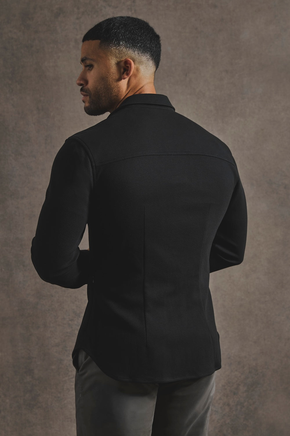 Twill Jersey Overshirt in Black - TAILORED ATHLETE - USA