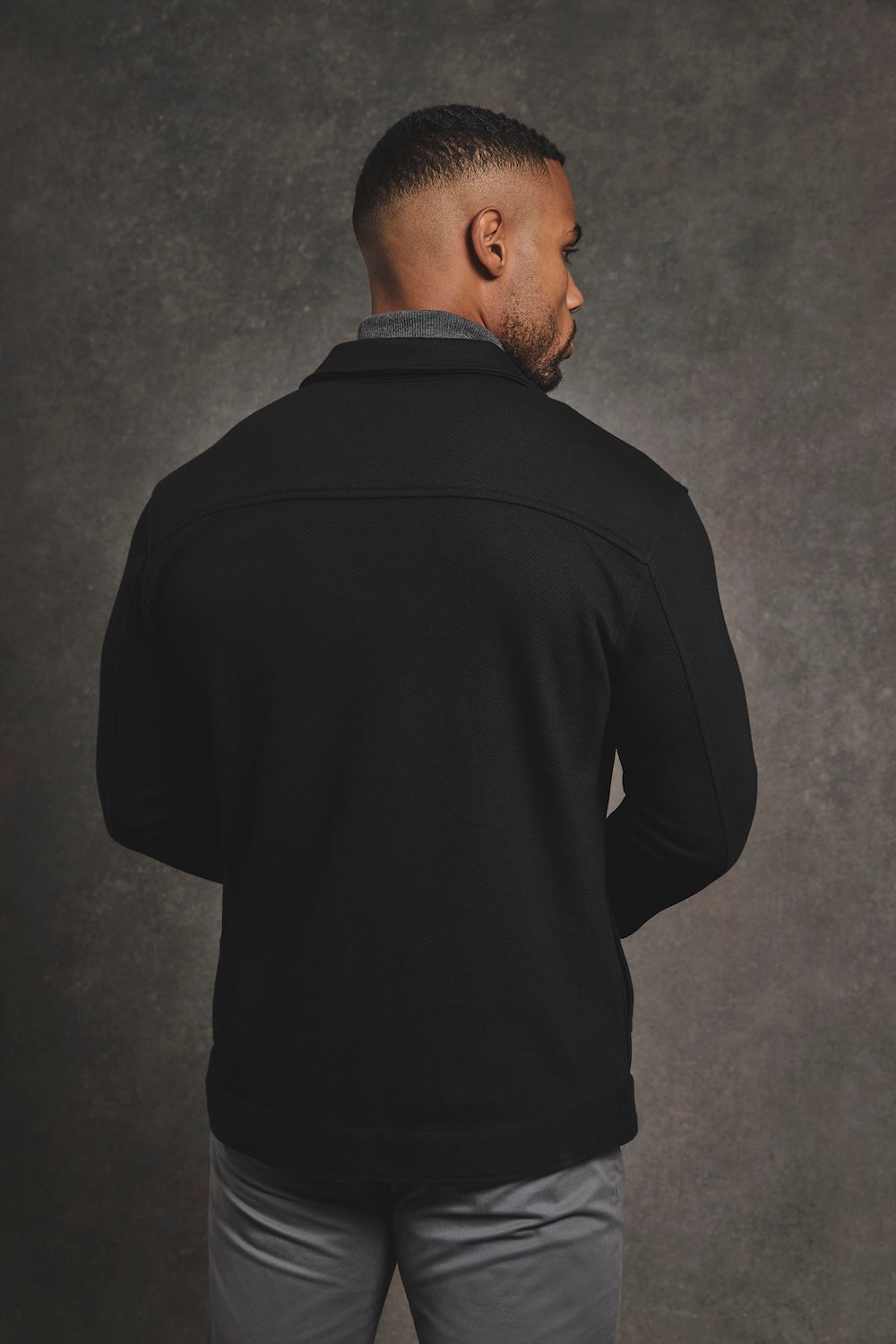 Twill Jersey Shacket in Black - TAILORED ATHLETE - USA