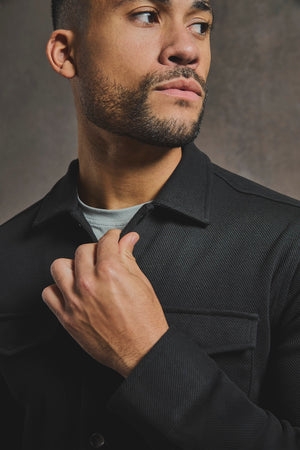 Twill Jersey Overshirt in Black - TAILORED ATHLETE - USA