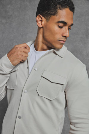 Twill Jersey Shacket in Stone - TAILORED ATHLETE - USA
