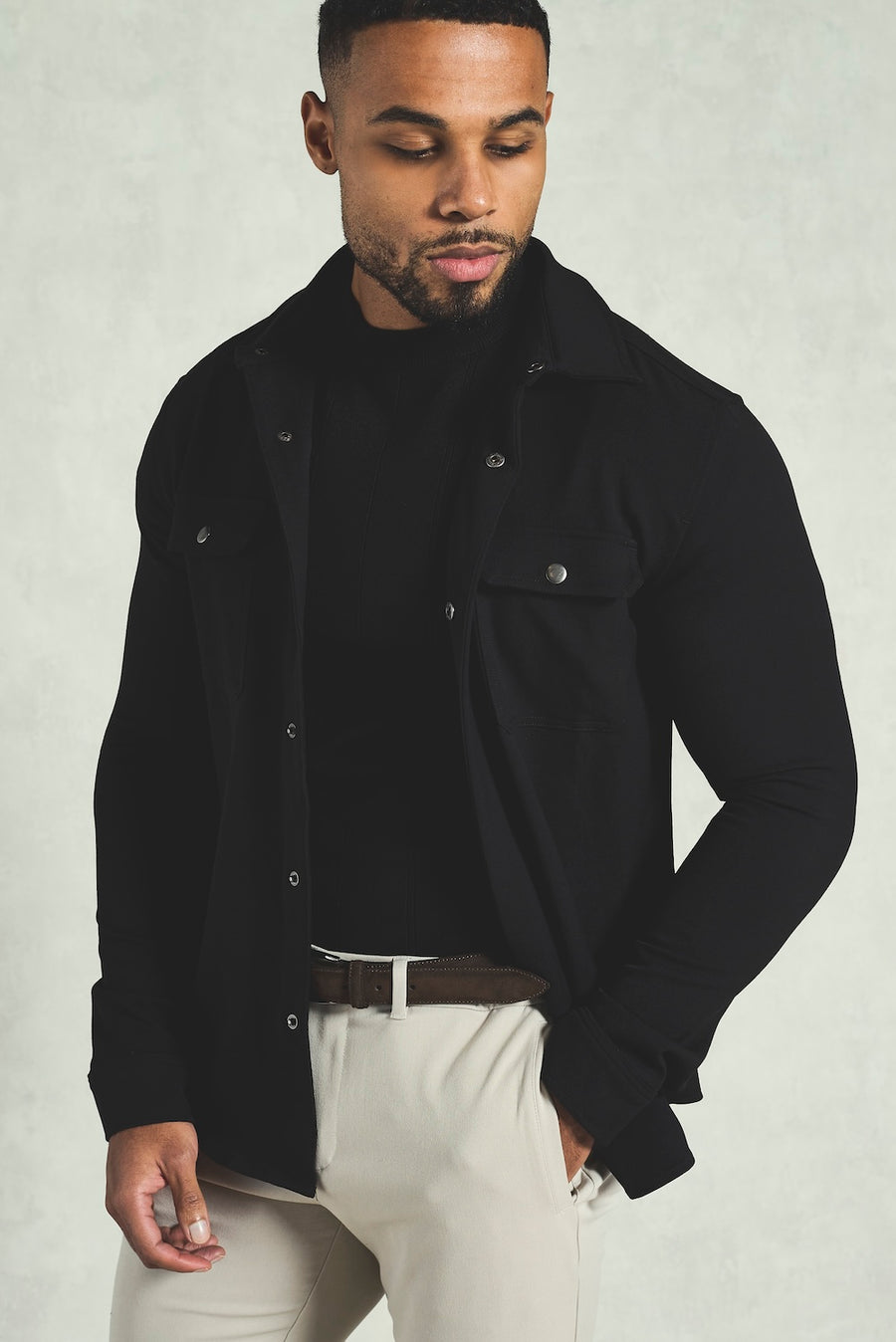 Twill Textured Shirt in Black - TAILORED ATHLETE - USA