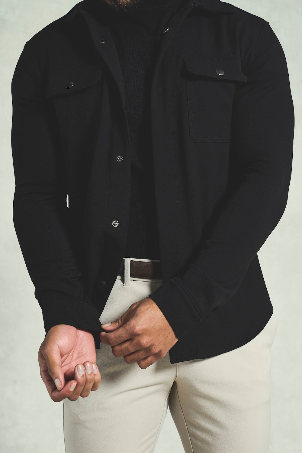 Twill Textured Shirt in Black - TAILORED ATHLETE - USA