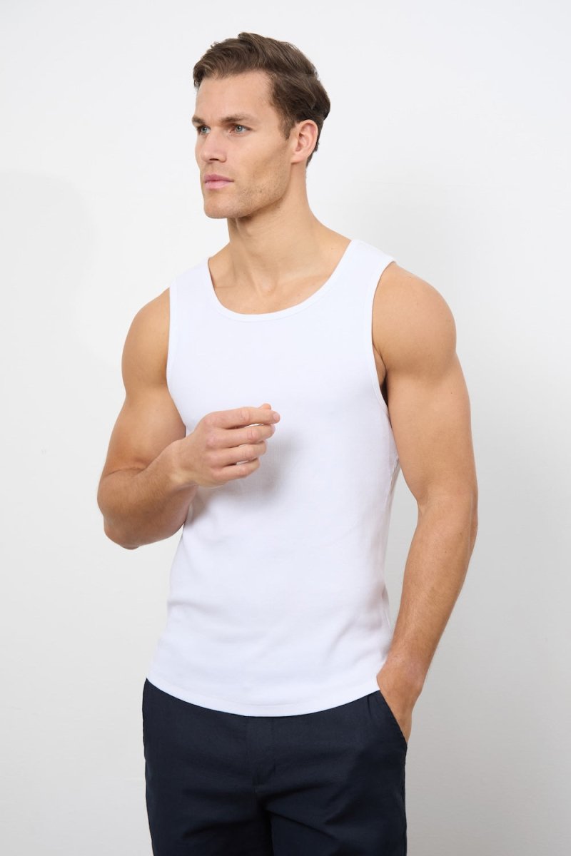 Ribbed Vest in White - TAILORED ATHLETE - USA