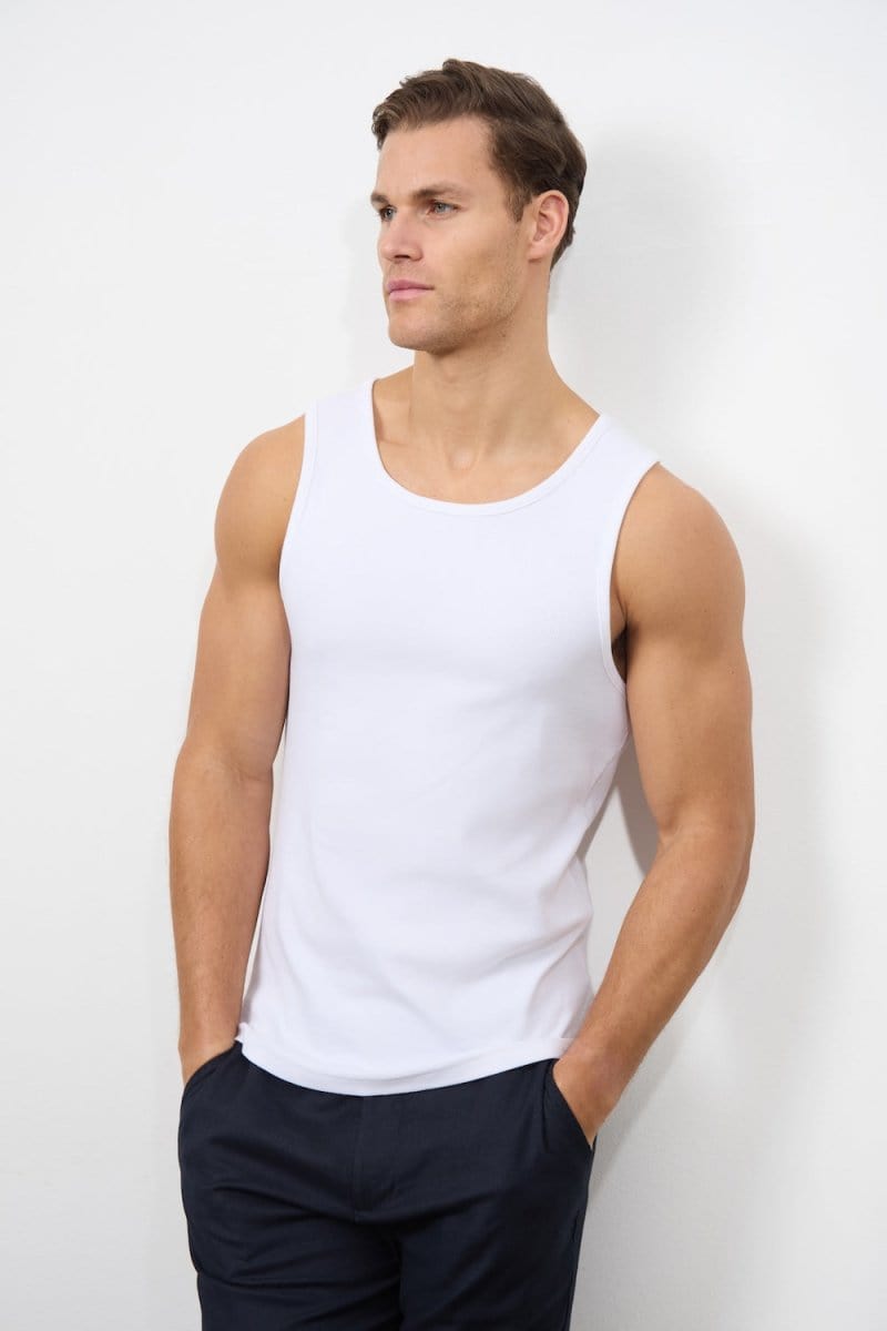 Ribbed Tank Top in White - TAILORED ATHLETE - USA