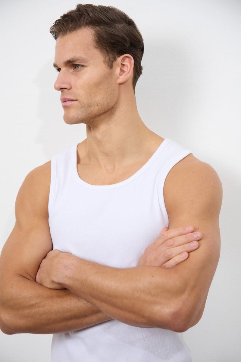 Ribbed Tank Top in White - TAILORED ATHLETE - USA