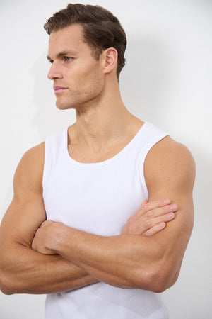 Ribbed Vest in White - TAILORED ATHLETE - USA