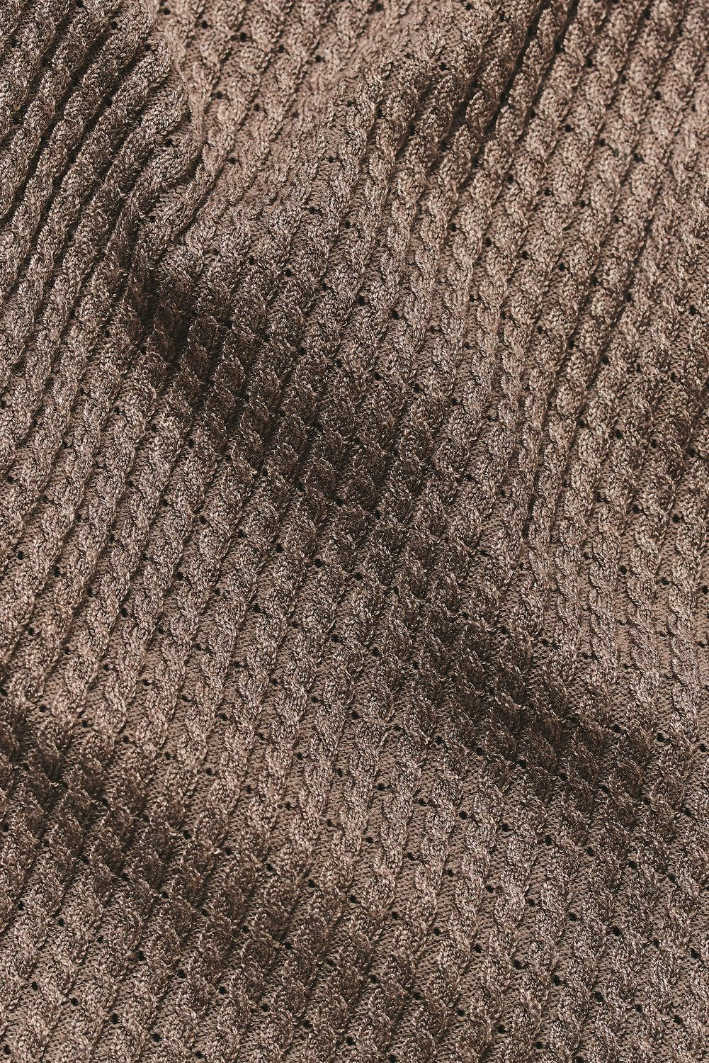 Fine Cable Knitted Open Collar Polo Shirt in Mocha Marl - TAILORED ATHLETE - USA