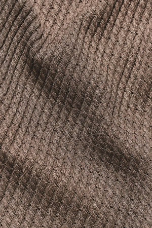 Fine Cable Knitted Open Collar Polo Shirt in Mocha Marl - TAILORED ATHLETE - USA