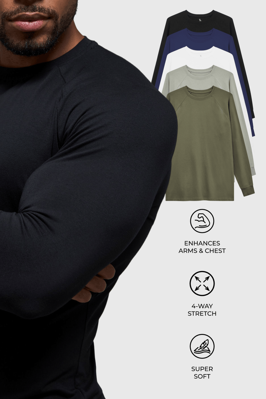 Athletic Fit Long Sleeve Veteran 5-Pack - TAILORED ATHLETE - USA