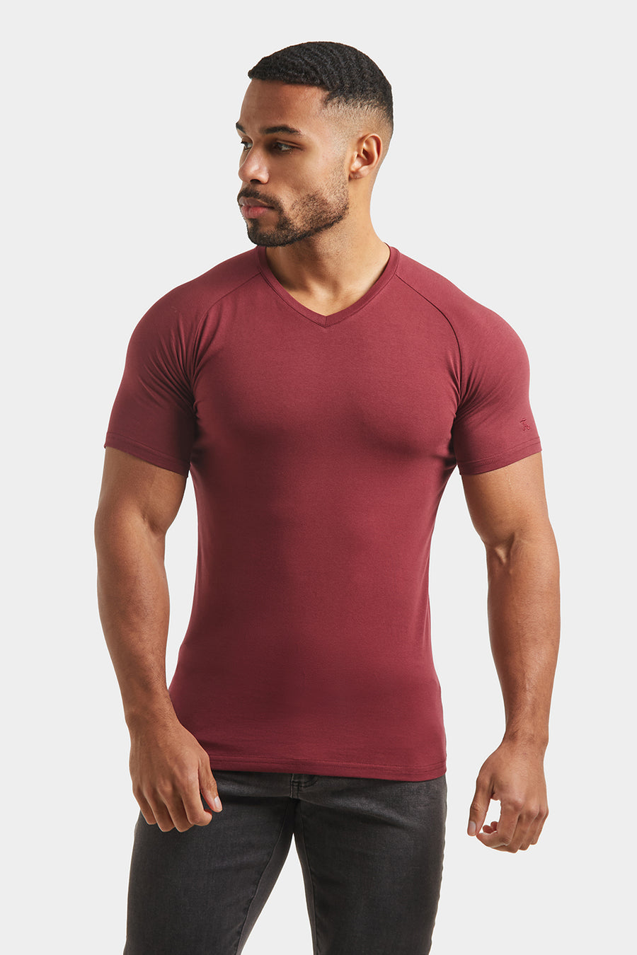 Athletic Fit V-Neck in Burgundy - TAILORED ATHLETE - USA