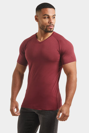 Athletic Fit V-Neck in Burgundy - TAILORED ATHLETE - USA
