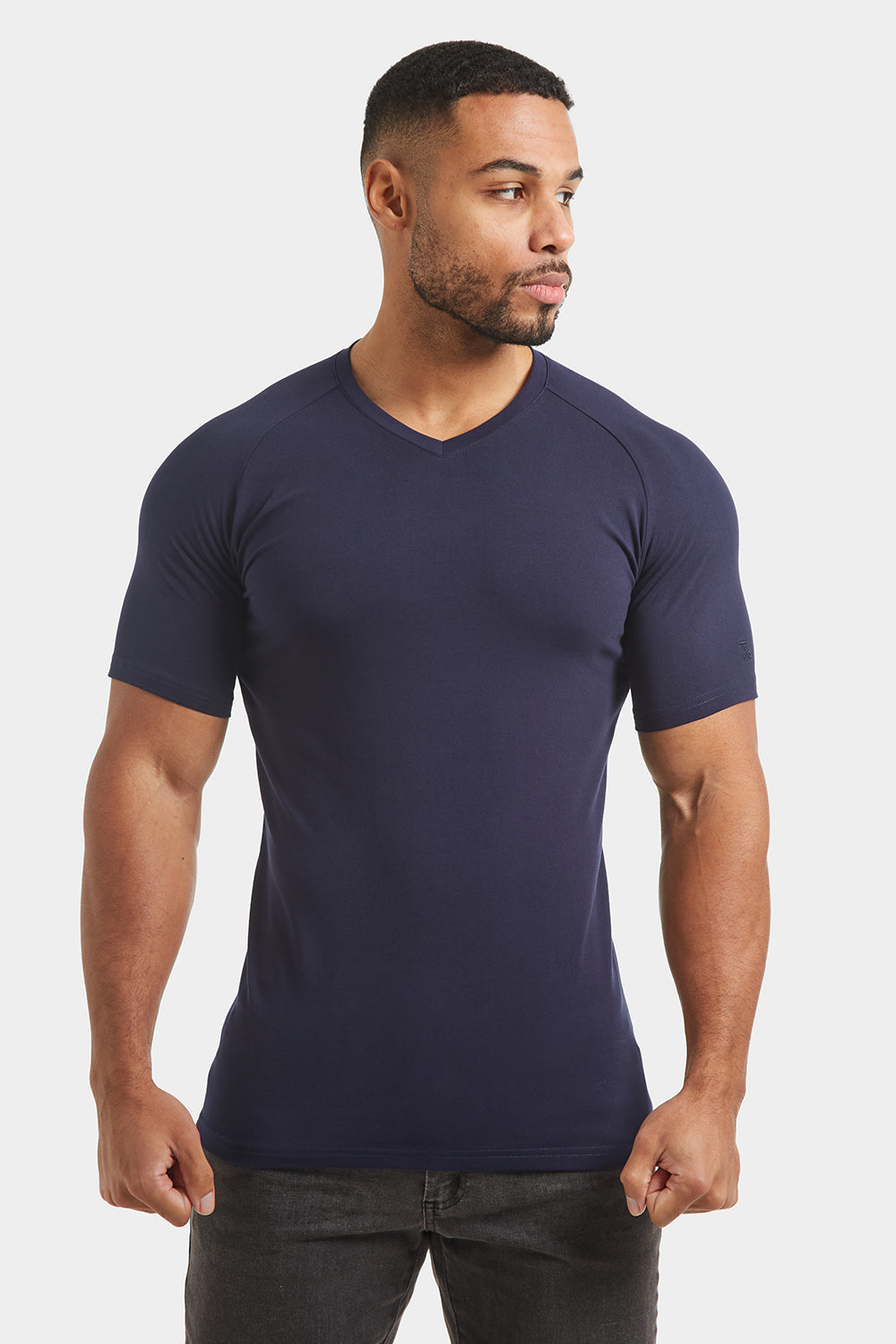 Premium Athletic Fit V-Neck in True Navy - TAILORED ATHLETE - USA