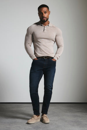 Athletic Fit Stretch Jeans in Dark Blue