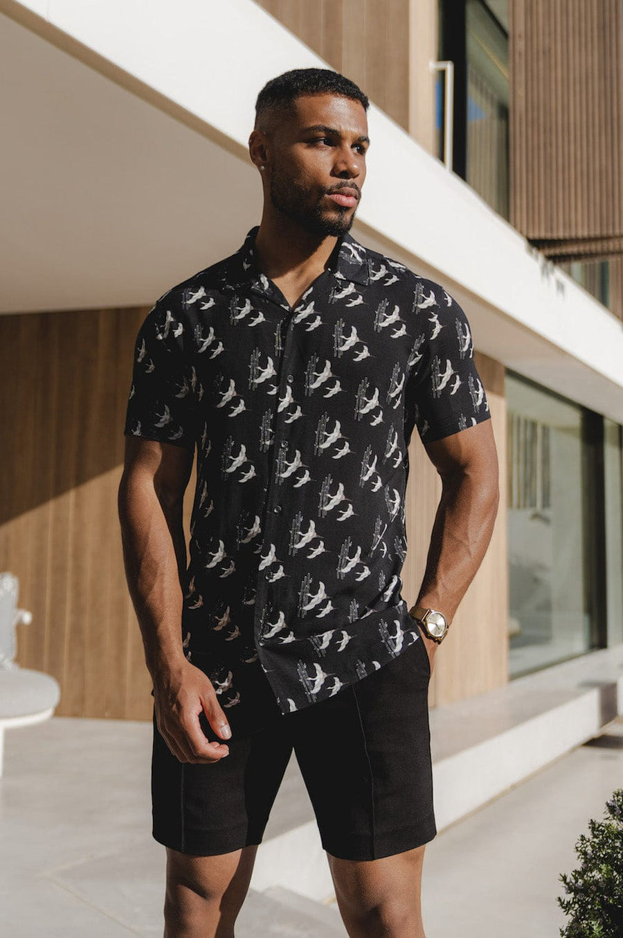 Oriental Bird Print Shirt - TAILORED ATHLETE - USA