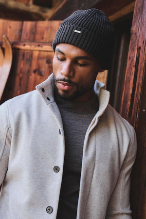 Funnel Neck Short Jacket in Stone