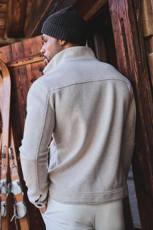 Funnel Neck Short Jacket in Stone