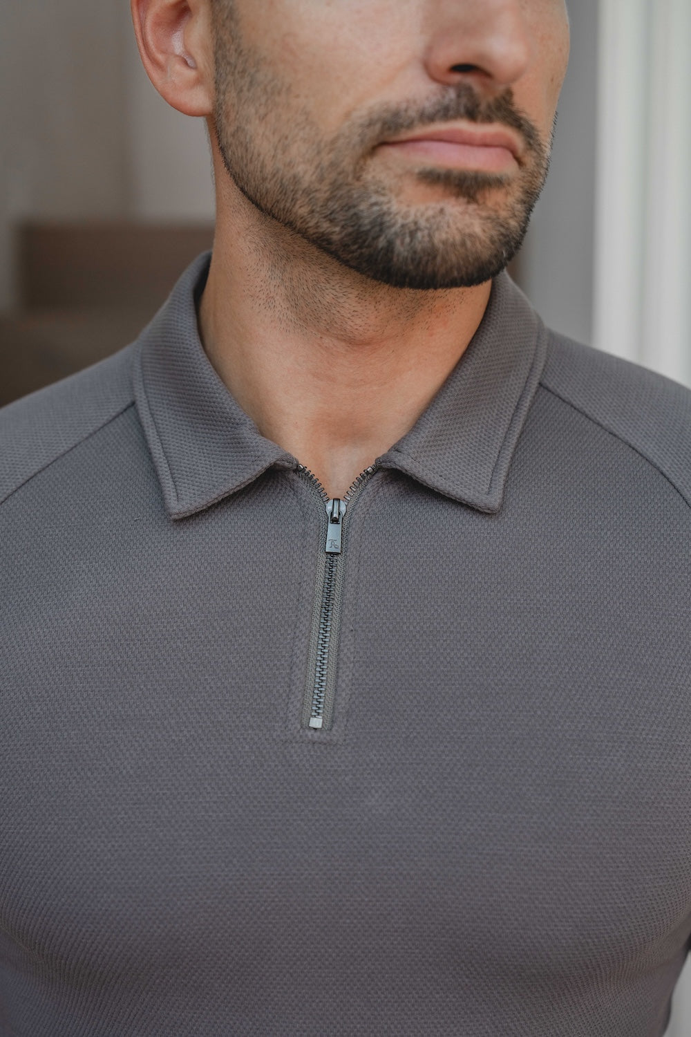 Zip Neck Polo Shirt in Graphite - TAILORED ATHLETE - USA