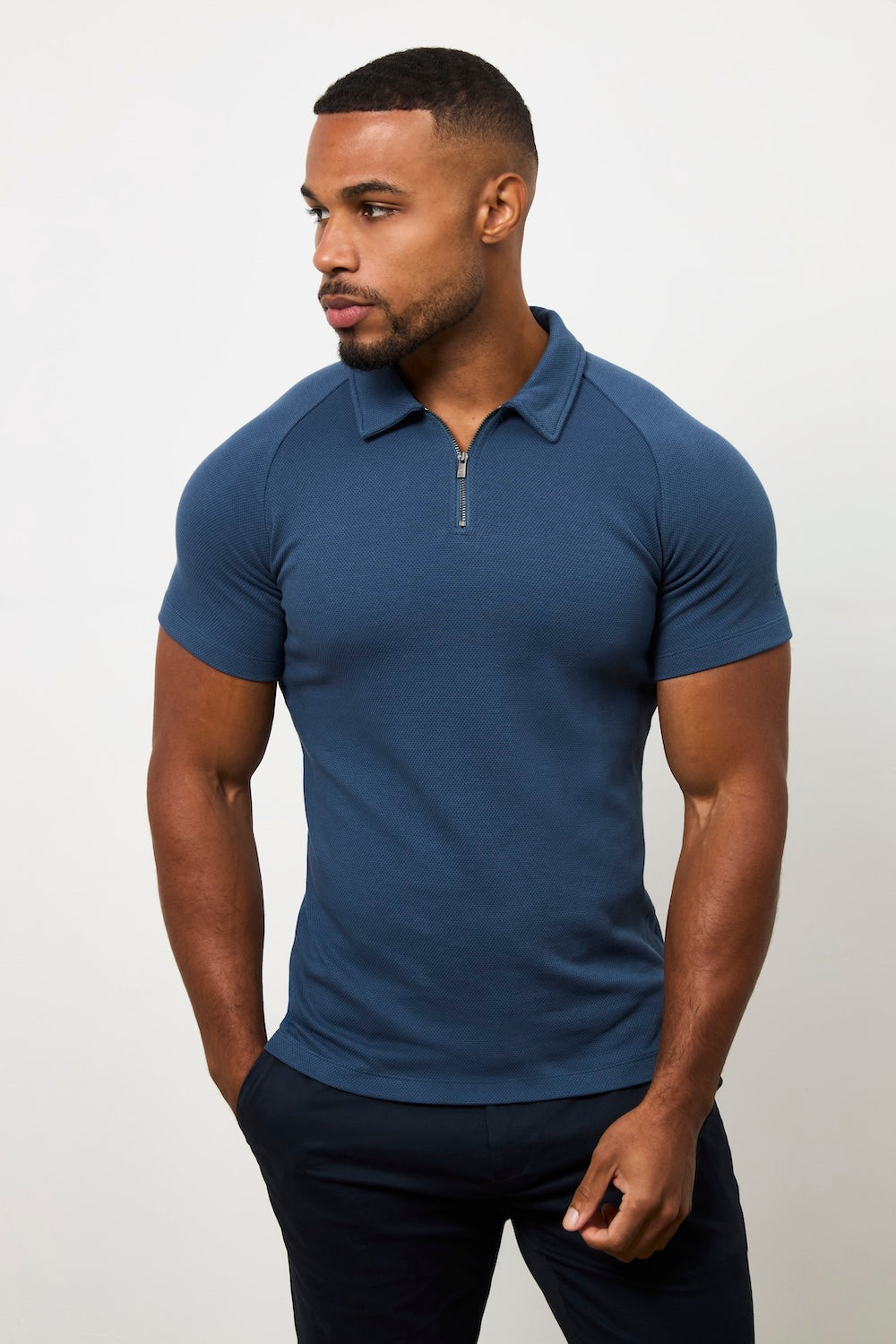 Zip Neck Polo Shirt in Teal - TAILORED ATHLETE - USA