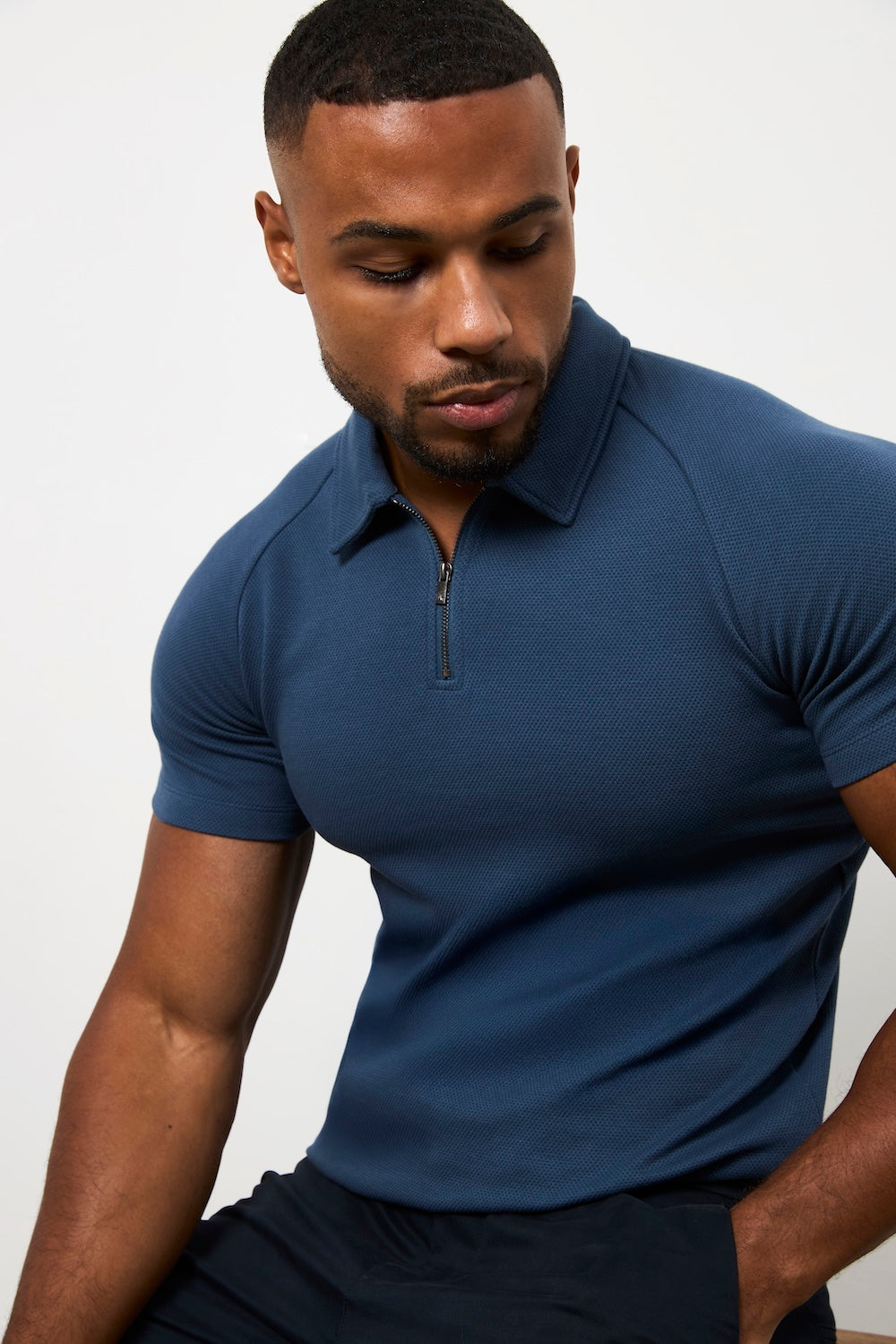 Zip Neck Polo Shirt in Teal - TAILORED ATHLETE - USA