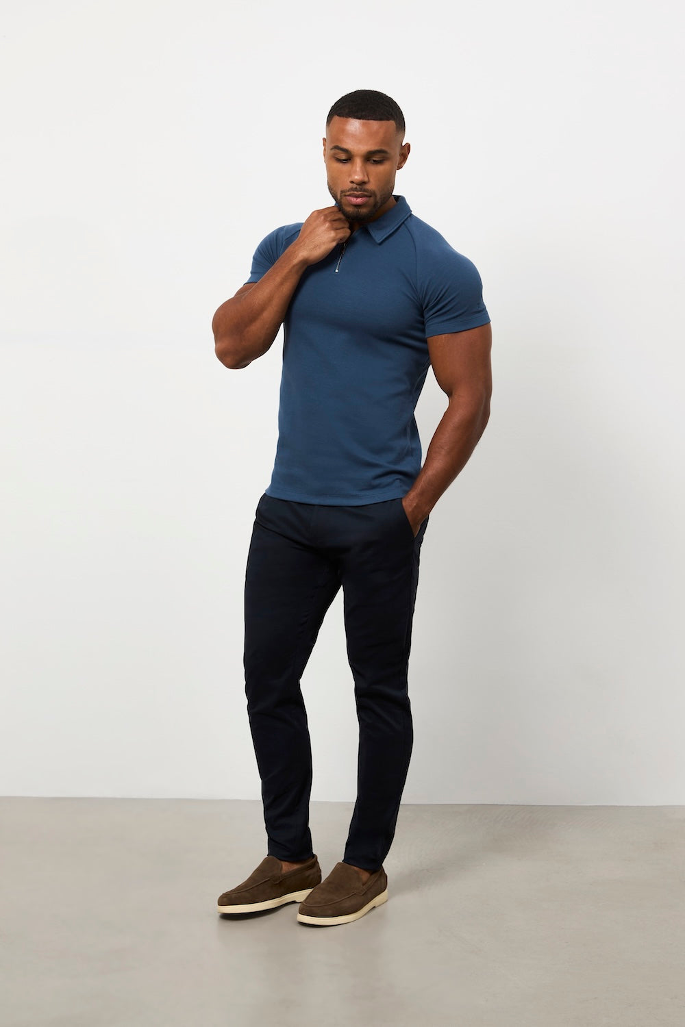 Zip Neck Polo Shirt in Teal - TAILORED ATHLETE - USA