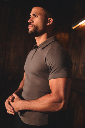 Zip Neck Polo Shirt in Graphite - TAILORED ATHLETE - USA