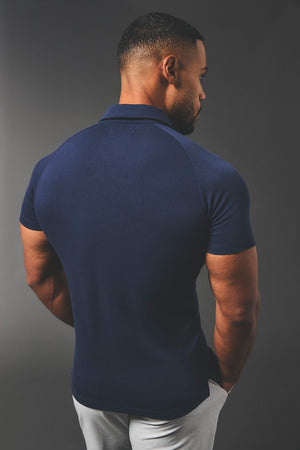 Zip Neck Polo Shirt in Navy - TAILORED ATHLETE - USA
