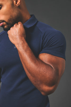 Zip Neck Polo Shirt in Navy - TAILORED ATHLETE - USA
