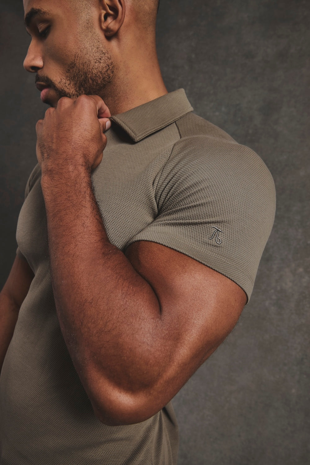Zip Neck Polo Shirt in Smoky Khaki - TAILORED ATHLETE - USA