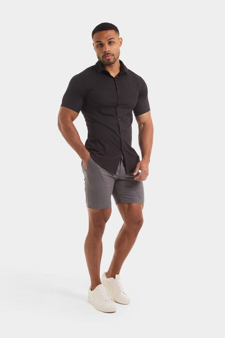 Athletic Fit Stretch Chino Shorts 7" in Dark Grey - TAILORED ATHLETE - USA