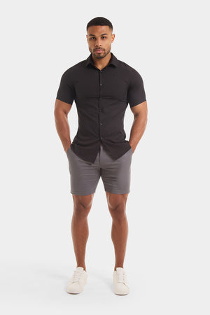 Athletic Fit Short Sleeve Bamboo Shirt in Black - TAILORED ATHLETE - USA