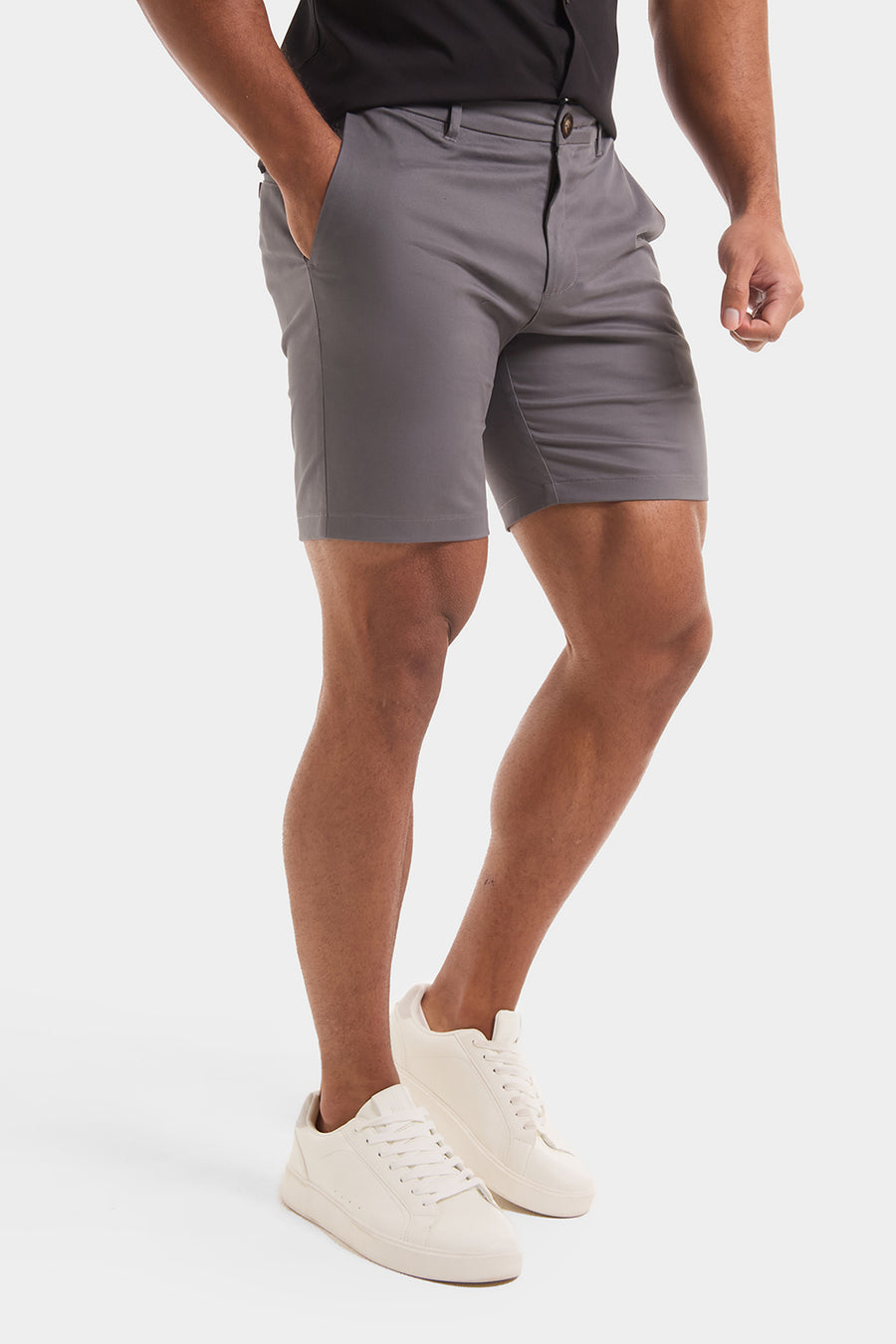 Athletic Fit Chino Shorts 7 in Pale Grey - TAILORED ATHLETE - USA