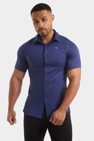 Athletic Fit Short Sleeve Bamboo Shirt in Navy - TAILORED ATHLETE - USA